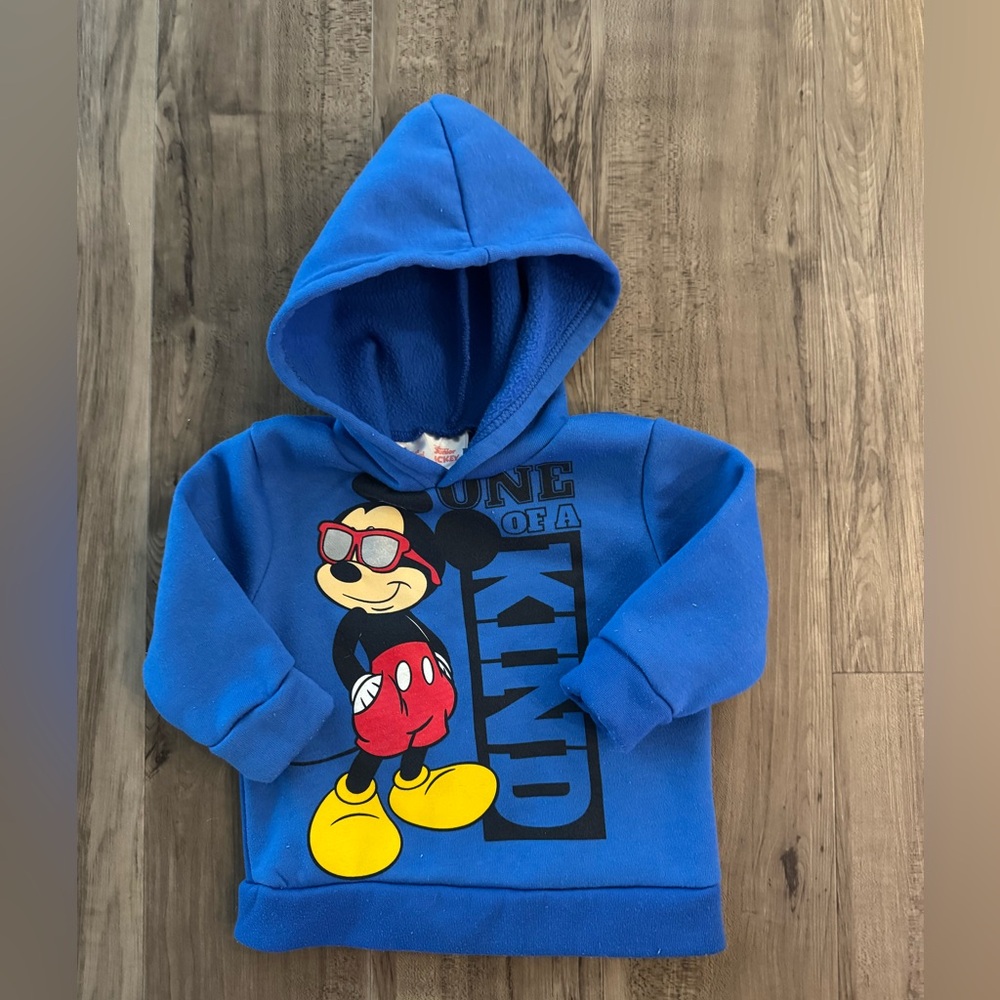 Disney Junior Mickey Mouse Blue Hoodie Sweatshirt "One of a Kind" Toddler 18M
